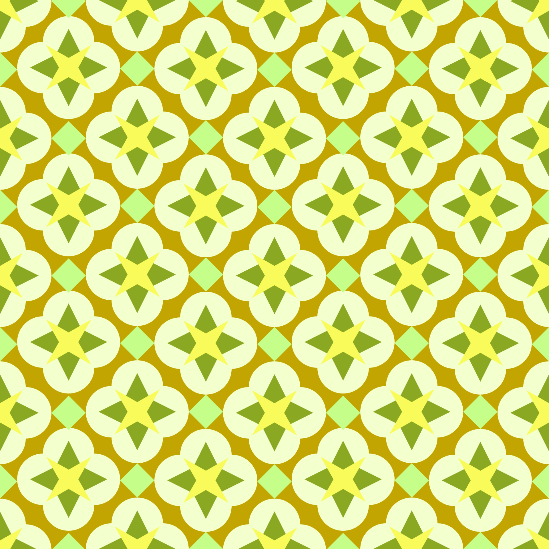 Retro Starburst Quatrefoil Seamless Pattern in Goldenrod & Clover | Free Geometric Surface Design