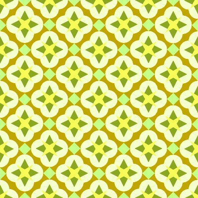 Retro Starburst Quatrefoil Seamless Pattern in Goldenrod & Clover | Free Geometric Surface Design