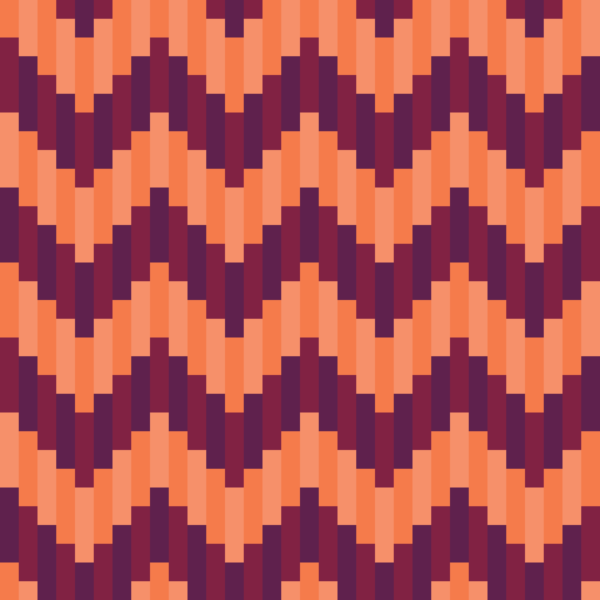 Retro Pixel Chevron Warp Weave Seamless Pattern in Tangerine & Plum | Free Geometric Surface Design