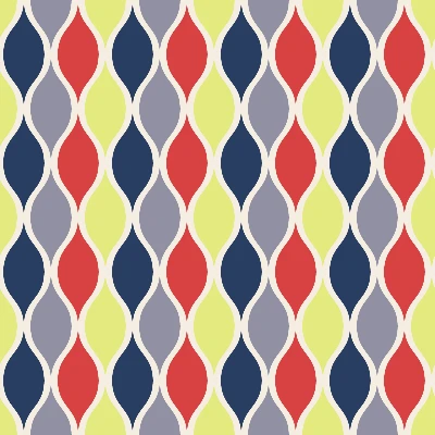 Retro Baubles Strand Seamless Pattern in Navy & Chartreuse
