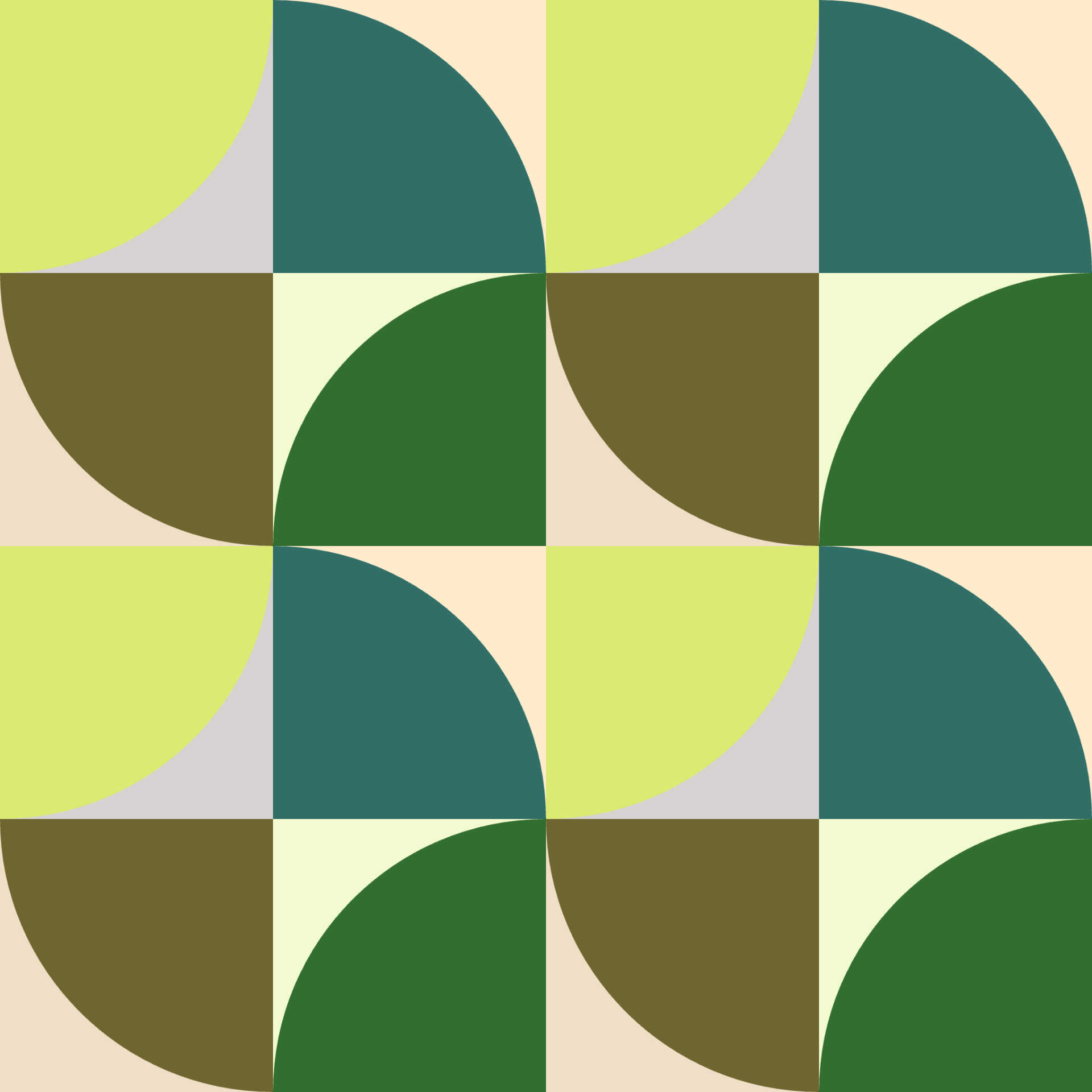 Retro Curved Green Mossy Tile Seamless Pattern