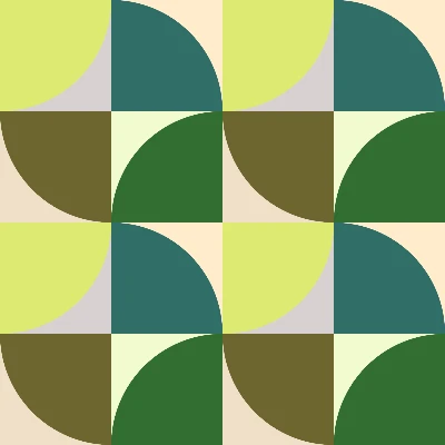 Retro Curved Green Mossy Tile Seamless Pattern