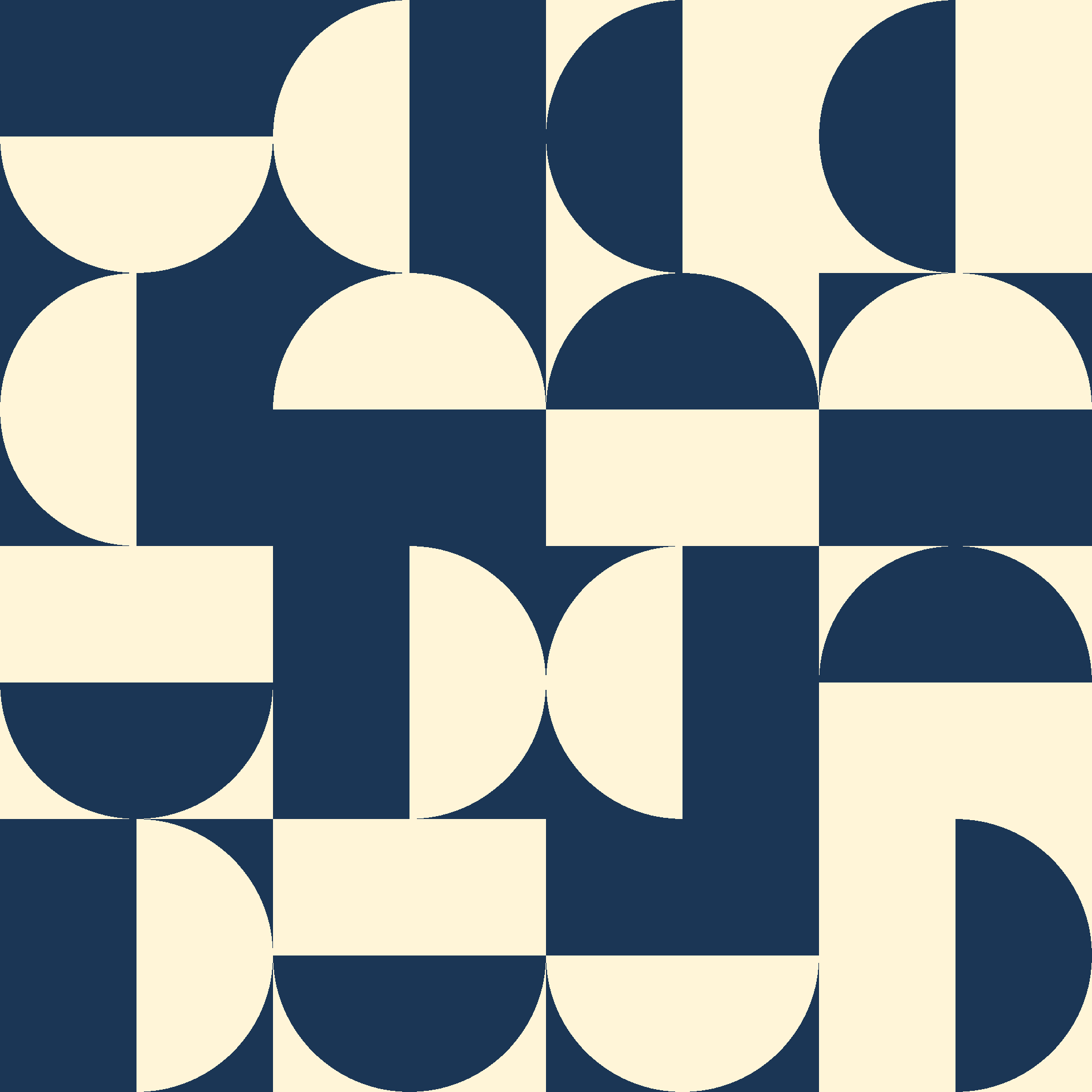 Retro Bauhaus Half-Circle Block Seamless Pattern in Navy & Paper | Free Geometric Surface Design