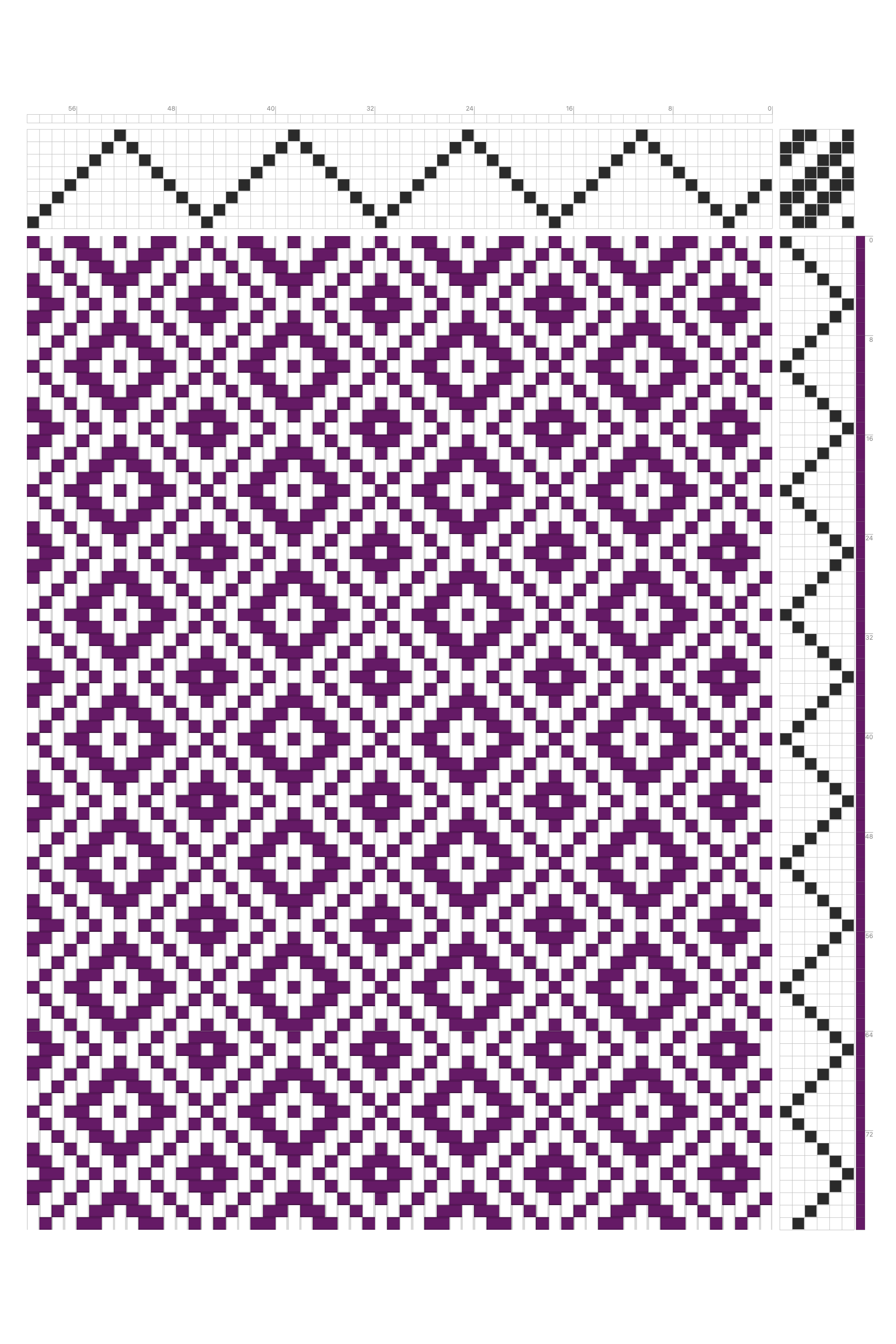 Nested Diamond Medallion Weaving Draft in Amethyst & White | 8-Shaft 6-Treadle Dobby Loom Pattern