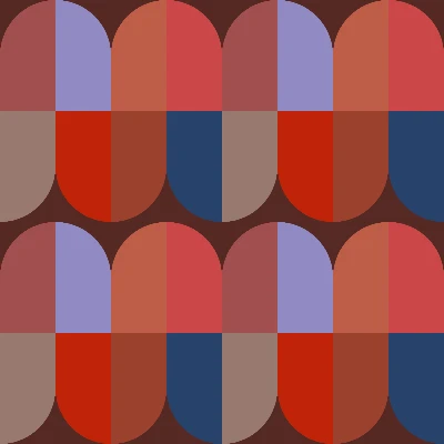 Modern Wiggly Mod Tile Rows Seamless Pattern in Berry & Navy | Bold Geometric Design