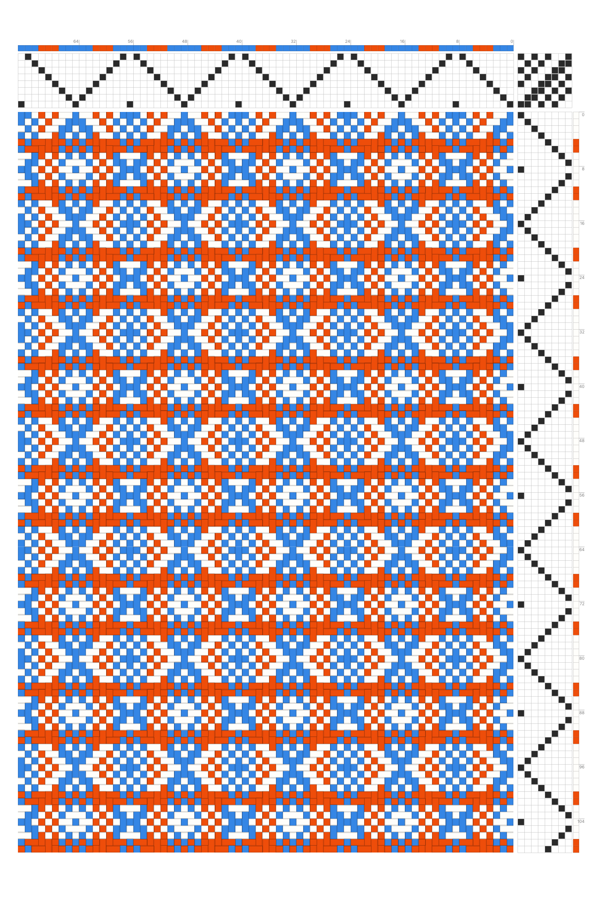 Nordic Folk Rosepath Weaving Draft in Vermillion Cornflower | 8-Shaft 8-Treadle Loom Pattern