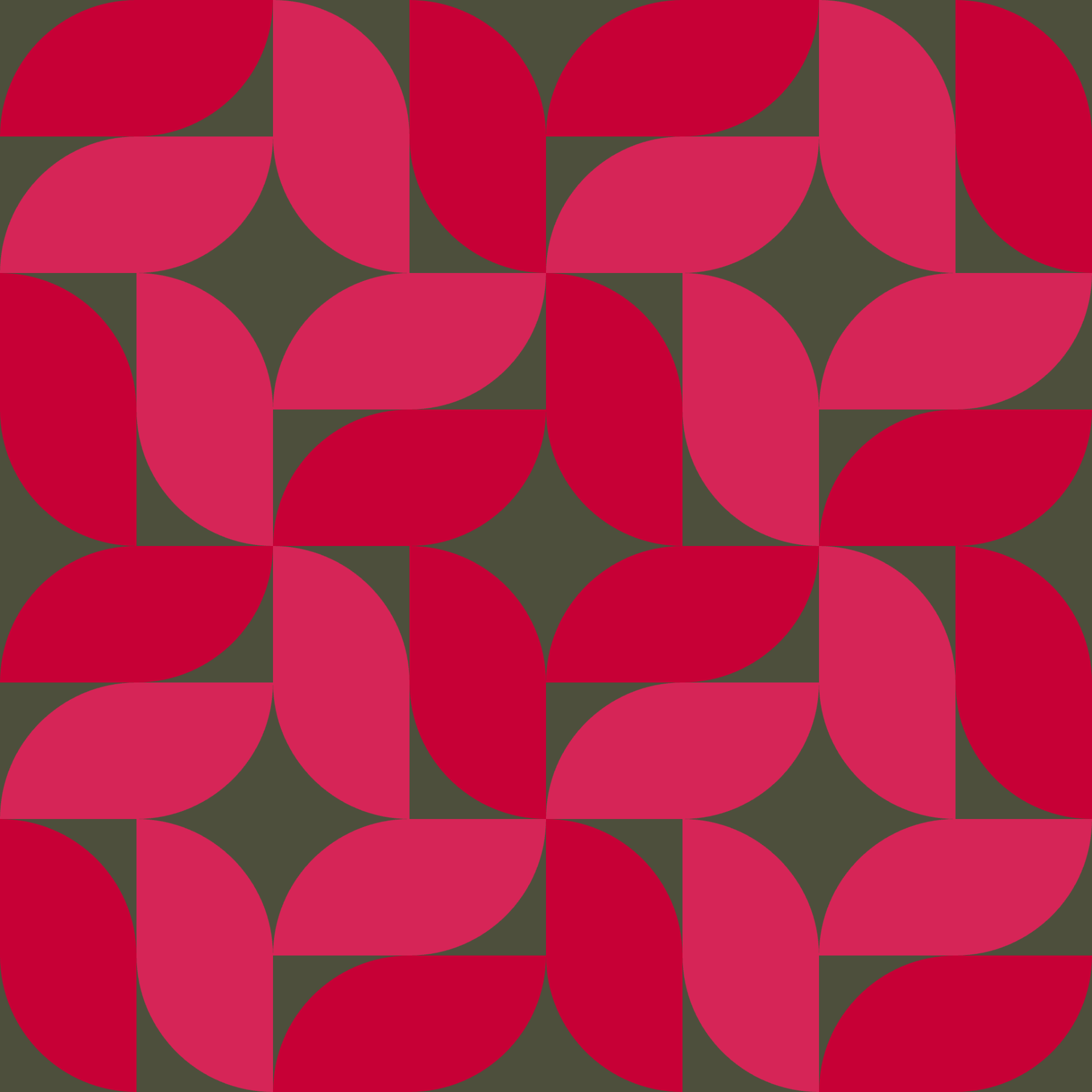 Retro Curved Petal Pinwheel Tile Pattern in Fuschia & Olive | Free Geometric Surface Design