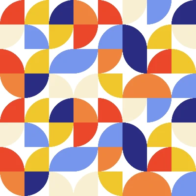 Bauhaus Retro Arc Tile Summer Ocean Seamless Pattern