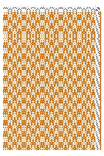Crackle Chevron & Grid Stripe Weaving Draft in Amber & White | 4-Shaft 4-Treadle Loom Pattern