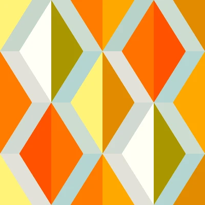 Retro Faceted Diamond Stripe Seamless Pattern in Citrus & Topaz | Free Geometric Surface Design