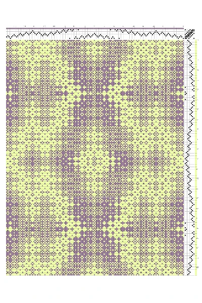 Crackle Weave Ornamental Bursts Draft in Lavender & Lime | 8-Shaft 8-Treadle Dobby Loom Pattern
