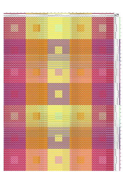 Summer & Winter Alternating Dotted Checkers Draft in Sunset Gradient | 6-Shaft 10-Treadle Pattern