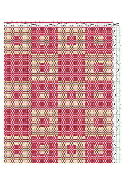 Summer & Winter Striped Dot Grid Checkers Draft in Cherry & Lime | 6-Shaft 10-Treadle Pattern