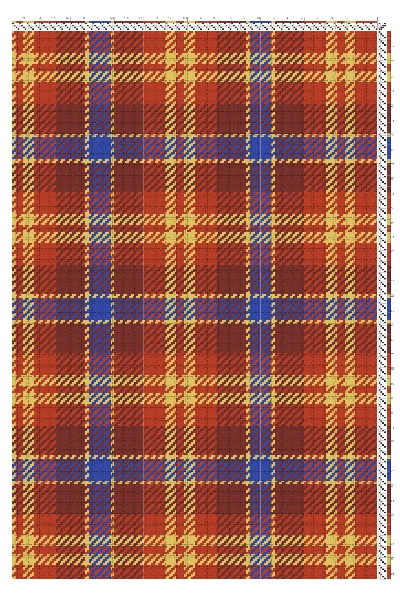 Christmas Tartan Weaving Draft in Holiday Red, Amber & Royal Blue | 4-Shaft 4-Treadle Loom Pattern