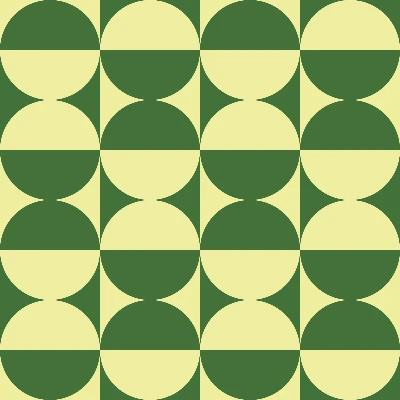 Retro Double Moon Bauhaus Tile Seamless Pattern in Clover Green | Free Geometric Surface Design