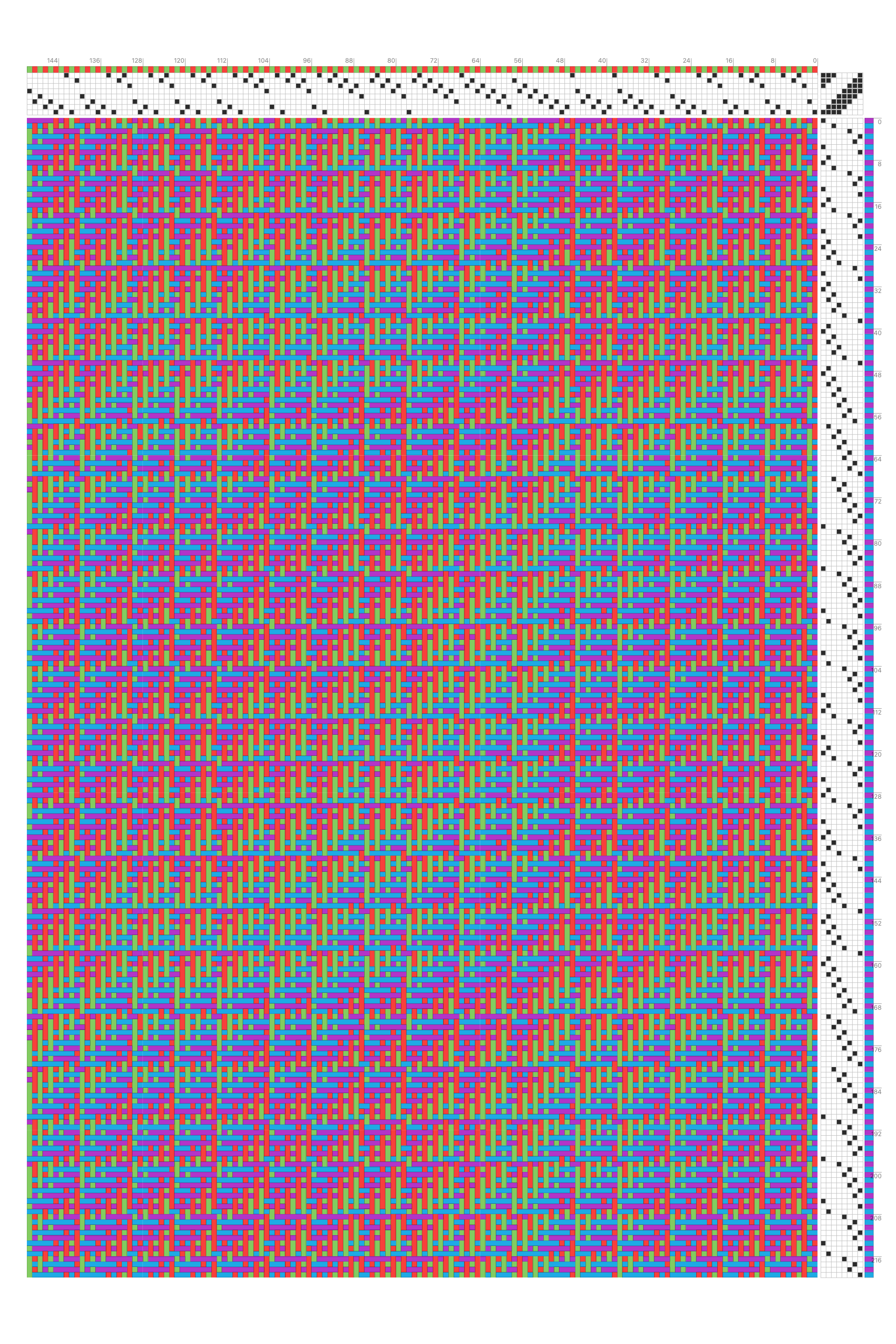 Shimmering Iris Networked Echo Weave Draft in Cobalt & Green-Red | 8-Shaft 8-Treadle Loom Pattern