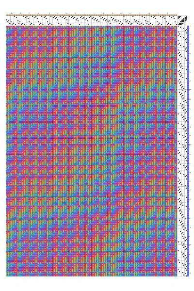 Shimmering Iris Networked Echo Weave Draft in Cobalt & Green-Red | 8-Shaft 8-Treadle Loom Pattern