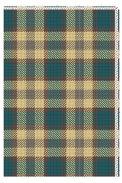 Rustic Tartan Plaid Weaving Draft in Taiga Teal, Wheat & Bark | 4-Shaft 4-Treadle Loom Pattern
