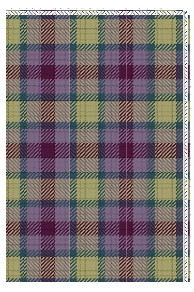 Turned Twill Tartan Weaving Draft in Moss, Teal & Plum | 4-Shaft 4-Treadle Loom Pattern