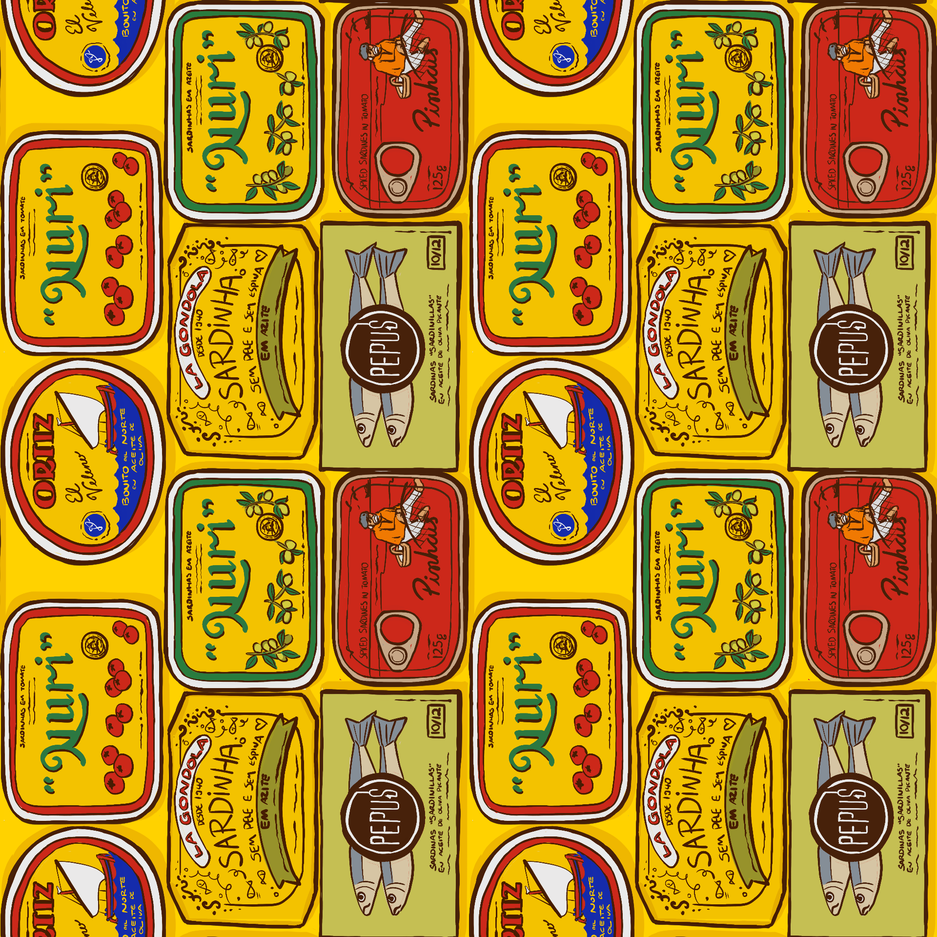 Seamless Tinned Fish Pattern