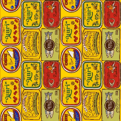 Seamless Tinned Fish Pattern