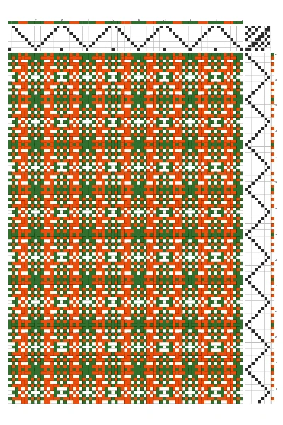Holiday Holly Rosepath Grid Weaving Draft in Berry Red & Spruce Green | 8-Shaft 8-Treadle Pattern