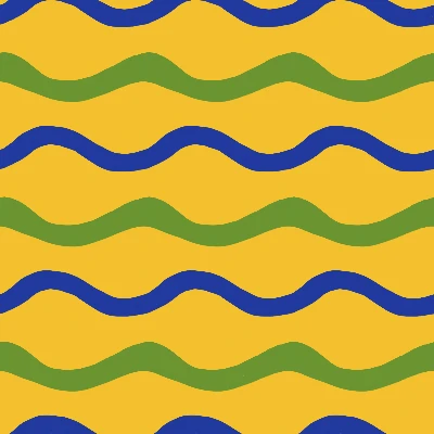 Pop Art Wavy Stripe Yellow, Green, Blue Pattern