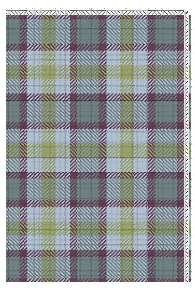 Turned Twill Tartan Weaving Draft in Highland Slate, Plum & Olive | 4-Shaft 4-Treadle Loom Pattern