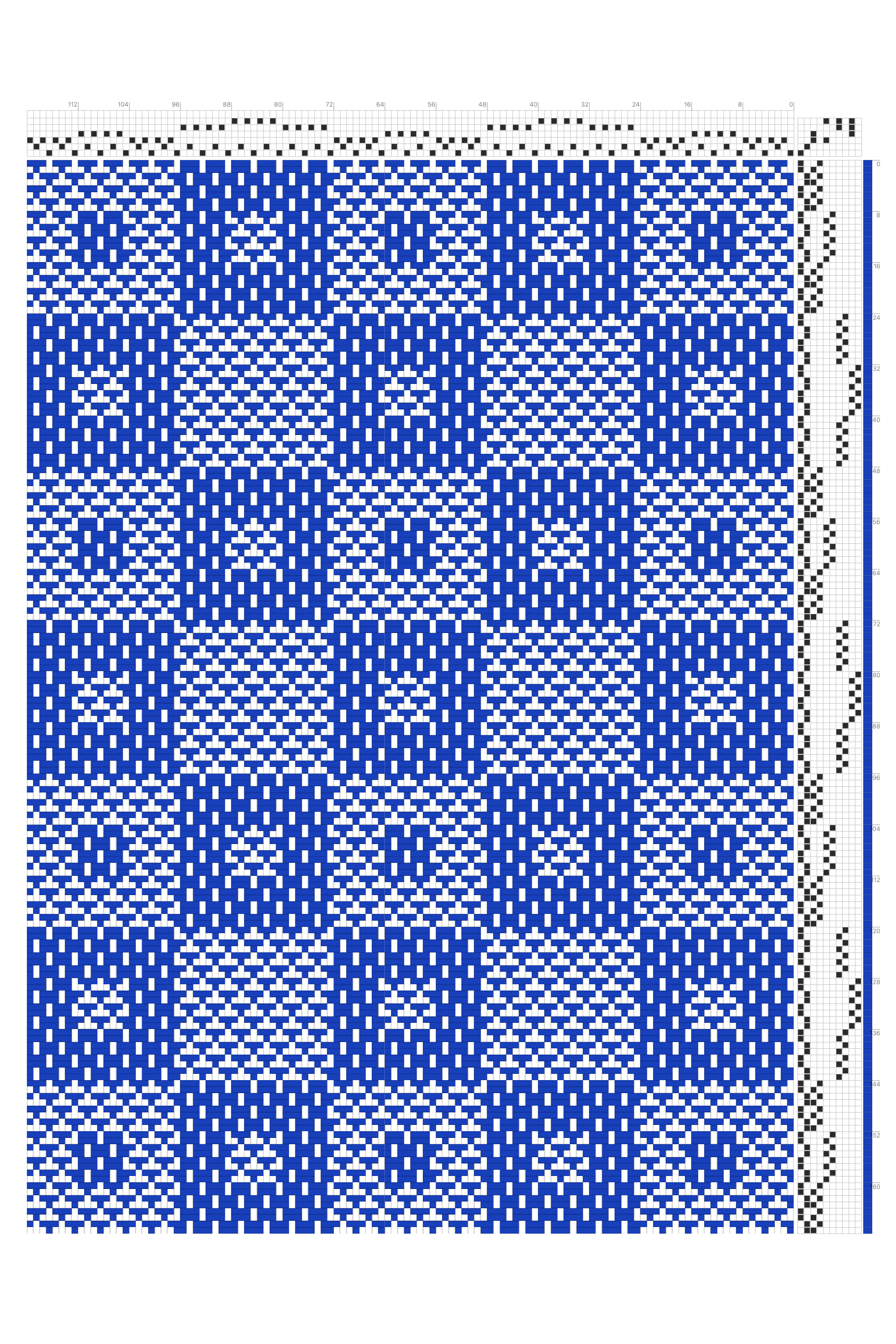 Taquete Alternating Dotted Checkers Draft in Cobalt & White | 6-Shaft 10-Treadle Loom Pattern