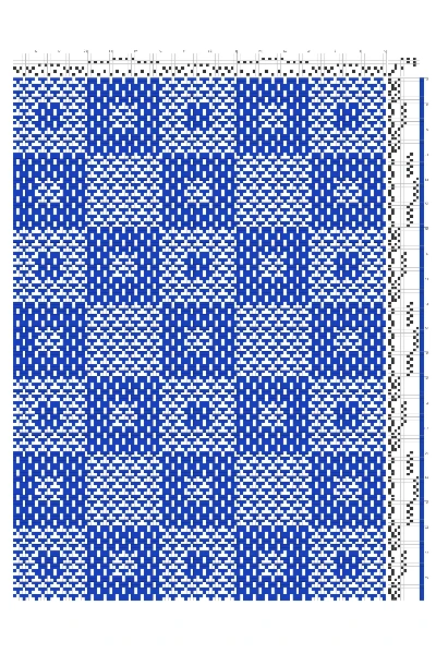 Taquete Alternating Dotted Checkers Draft in Cobalt & White | 6-Shaft 10-Treadle Loom Pattern